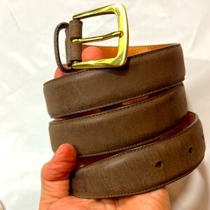 BRIGHTON dark BROWN LEATHER plain BELT 34-38” solid brass buckle classic mens 36